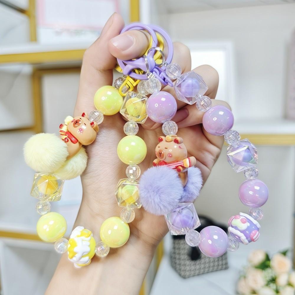 Capyabra Bead Phone Pendant Bow Phone Wrist Strap Kawaii Beaded Phone Chain  Mobile Phone