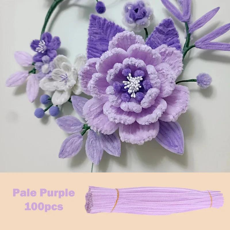 100Pcs Colorful Chenille Stems Pipe Cleaners Plush Tinsel Stem Wired Twist Sticks Hair Strip Diy Craft Educational Toys Handmade