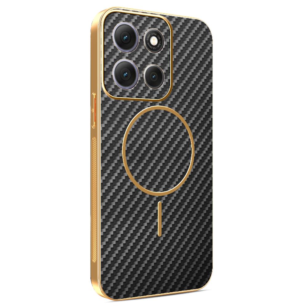 For Motorola Moto G86 5G Phone Case Carbon Fiber Textured Electroplated TPU Back Cover