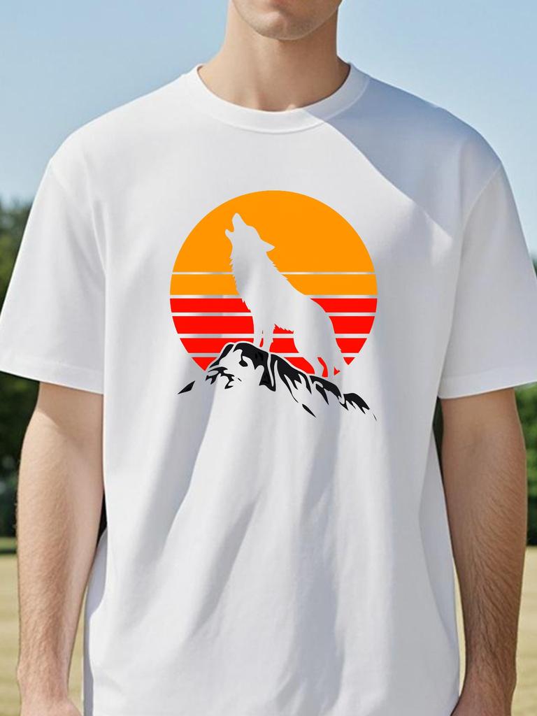 Wolf Funny Print Tshirt Summer Casual Comfort Soft Fabric For Everyday Wear Tee Sports Breathable Loose Top Short Sleeve Tshirt