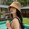 2026New fashion straw hat for women, Korean version, hollow and breathable, suitable for travel, bucket hat, fisherman hat, trendy