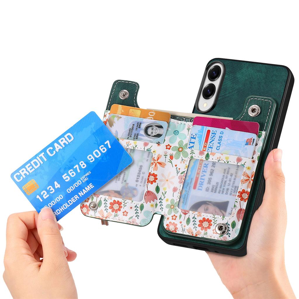 Für Samsung Galaxy S25 Edge Leder Handyhülle mit RFID-Blockierung Reißverschluss Kartenfach Ständer