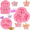 Mini Crown Fondant Molds 3pcs, 3D Crown Chocolate Cake Decorating Silicone Molds, for Dessert Display, Cupcake Toppers, Candy, Sugar Craft, Cookies,
