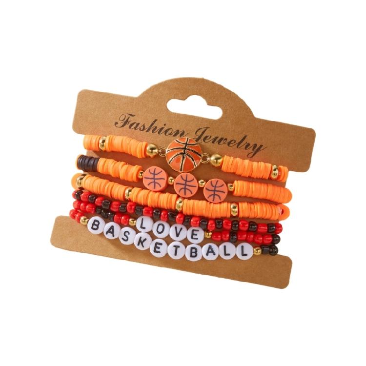 Fashionable Stretch Beaded Sports Bracelet Adjustable Wrist Bangle Soccer Softball Inspired Jewelry For Everyday