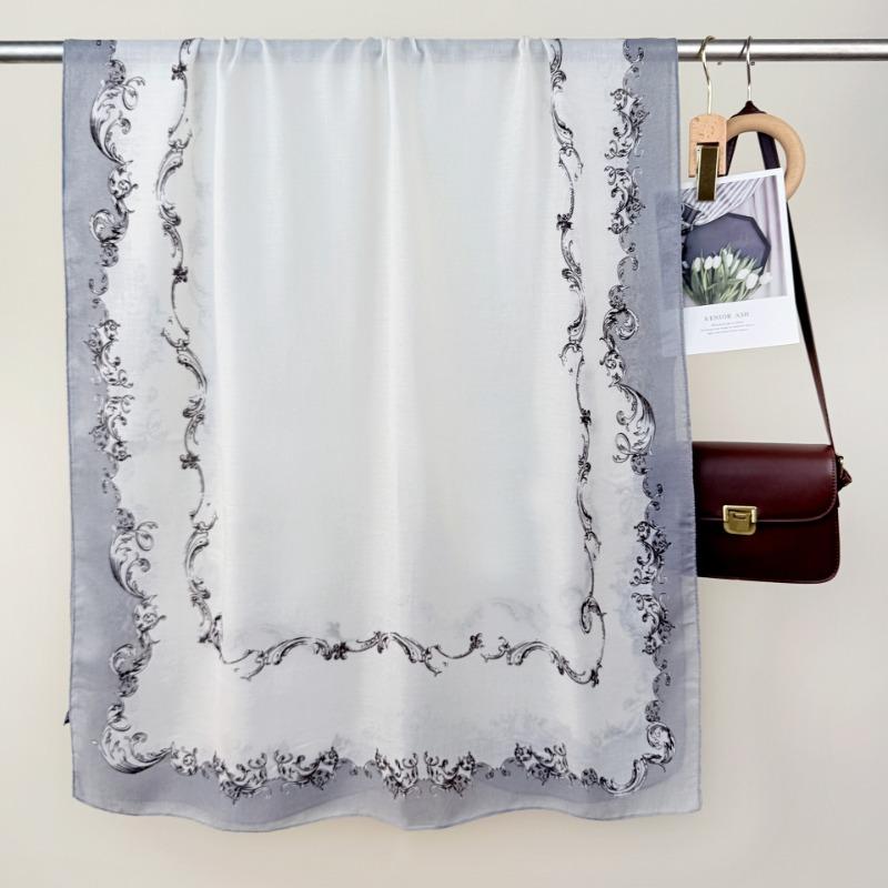 

INS style retro printing fashion cotton and linen long towel spring and autumn women s travel clothing with outer scarf 85*180