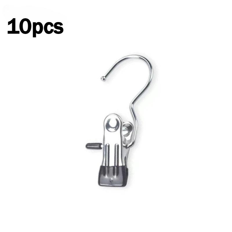 

10pcs Stainless Steel Pant Hangers with Hooks - Heavy-Duty Laundry Clips, Space-Saving Multifunctional Storage for Jeans