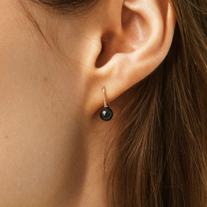 LUNNE 14k Hematite Gemstone Hook Earrings (14k Gold) #LFE31