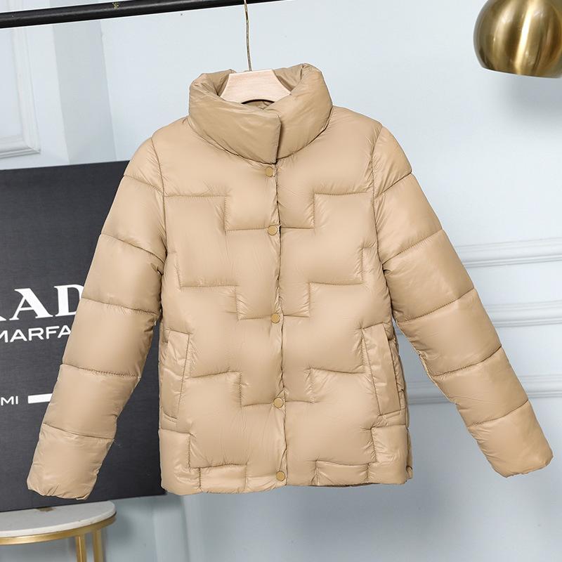 

Осенне-зимняя женская однотонная куртка-стойка с воротником-стойкой, простая свободная толстая модная короткая женская куртка, 7 цветов