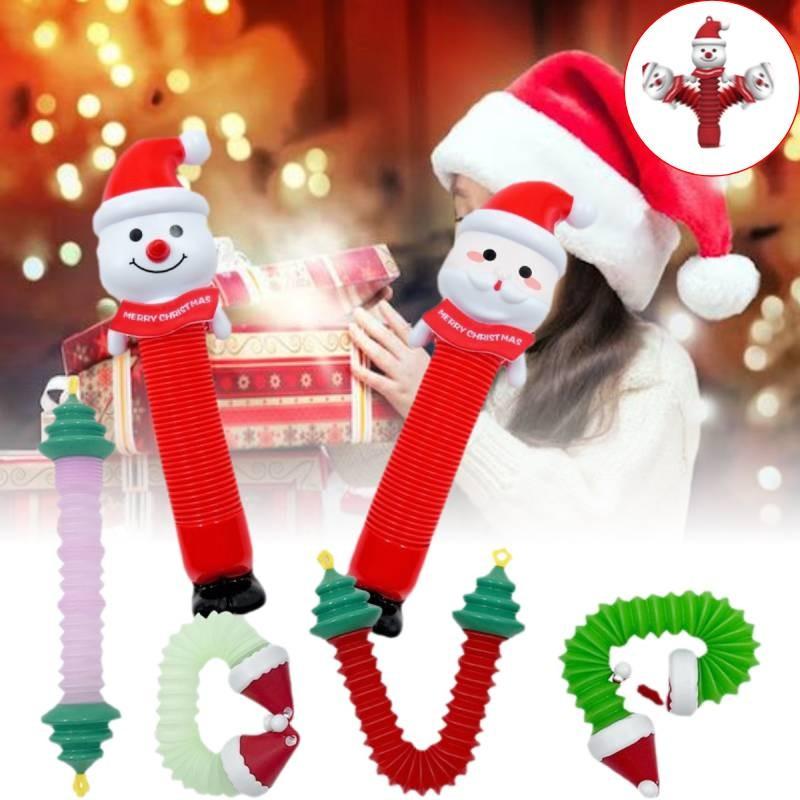 Christmas Pop Tube Telescopic Tube Santa Claus Kid Decompression Toy Xmas Gift
