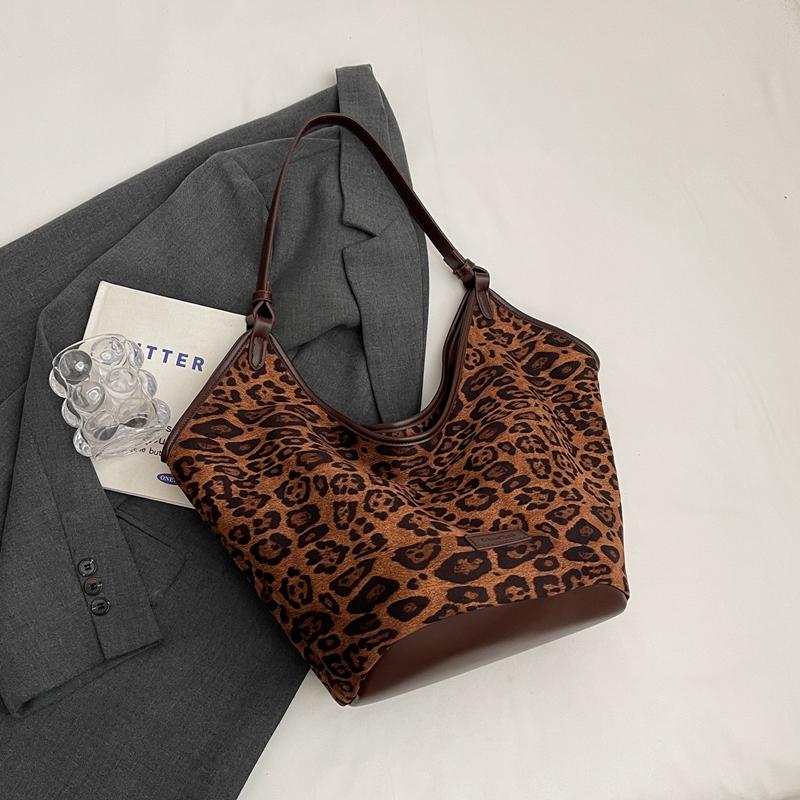 Leopard Print Large Capacity Tote Bag Women Crossbody Bag Commuter Shoulder Bag