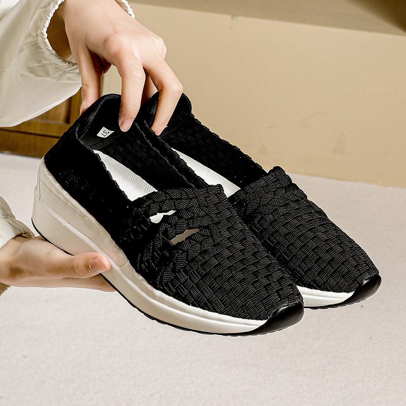 Letní červeno-černé platformové boty pletené plážové boty dámské espadrilky černé nazouvací boty ležérní klínek vícebarevné tenisové tenisky velká velikost