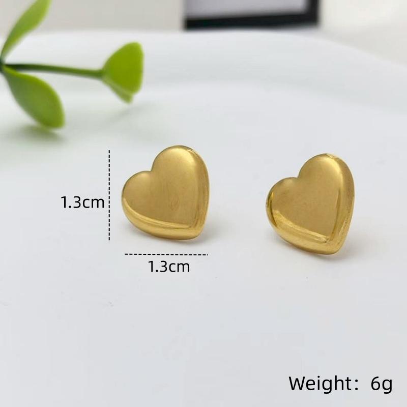 1 Pair of Stainless Steel Smooth Earrings, High-End Women's Accessories, Personalized Heart Series Earrings, Light Luxury Earrings