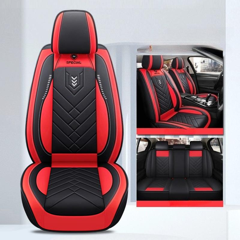 Coprisedili per Auto a 5 Posti in Pelle PU con Supporto Lombare Fisso, Comodi, Traspiranti, Eleganti, Cuscini Coprisedile Auto a Copertura Totale, per Tutte le Stagioni