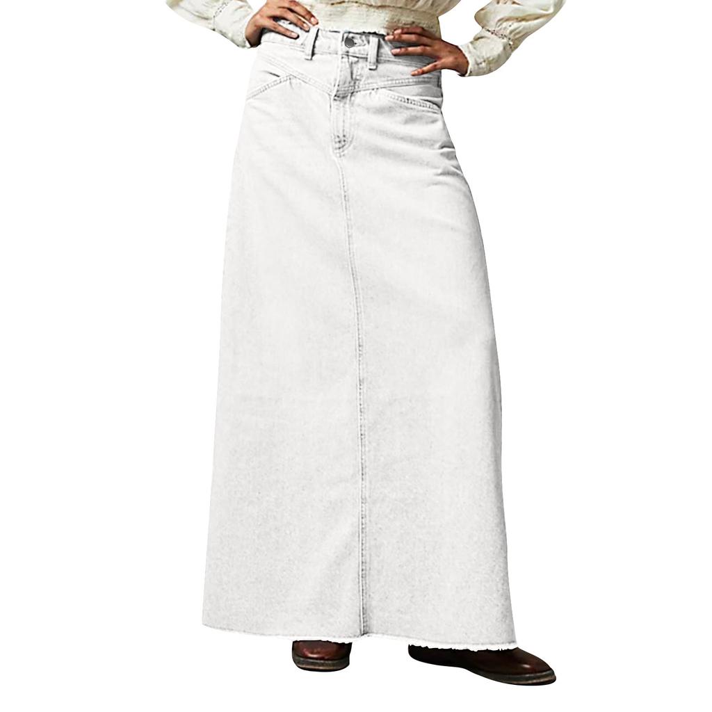 Женская летняя свободная прямая повседневная джинсовая юбка XL белый