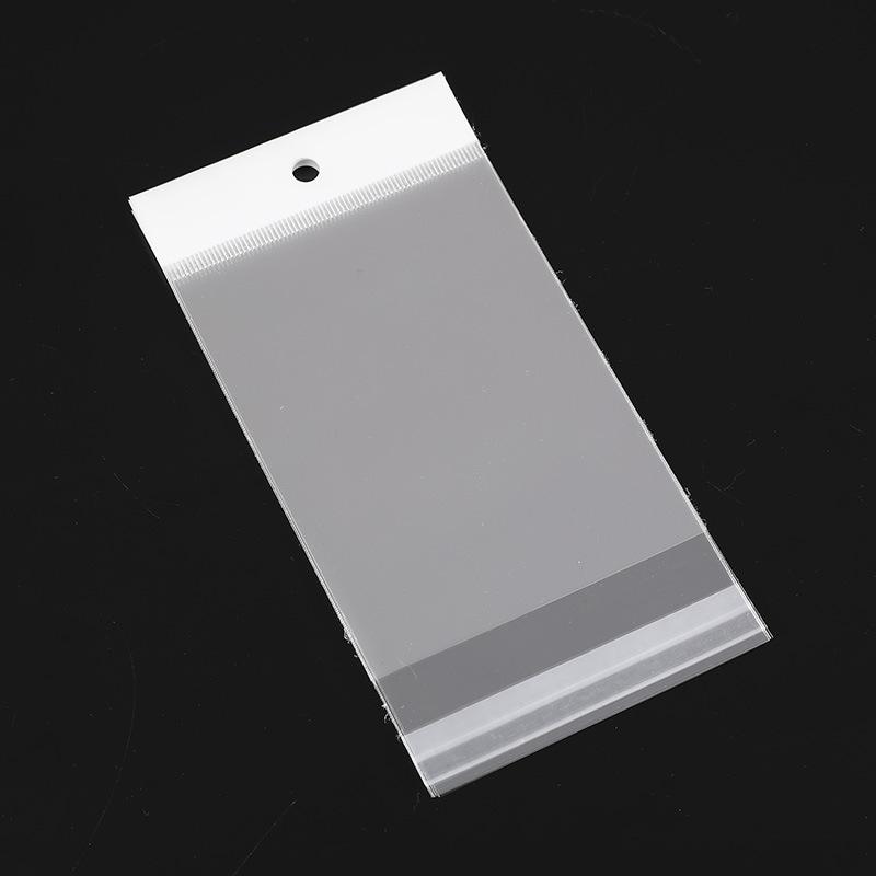 Transparent Self-Adhesive Jewelry Bag with Hanging Hole and Printed Logo