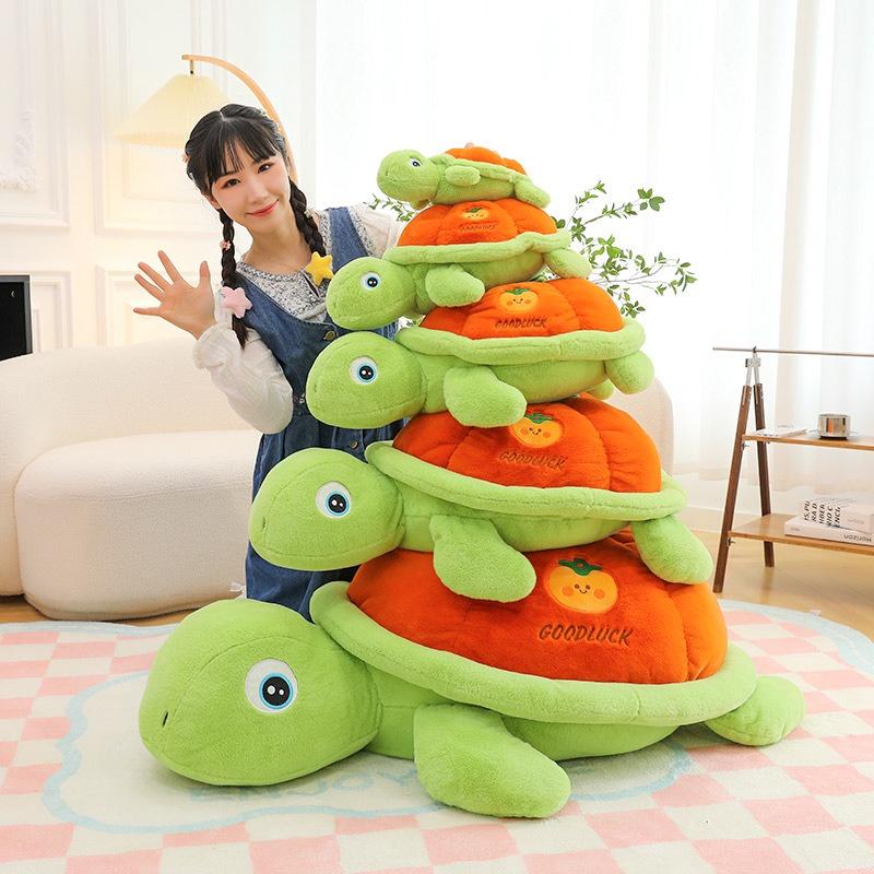 Cute And Cuddly Plush Toy Good Persimmon Turtle For Kids And Girls, Cartoon Style