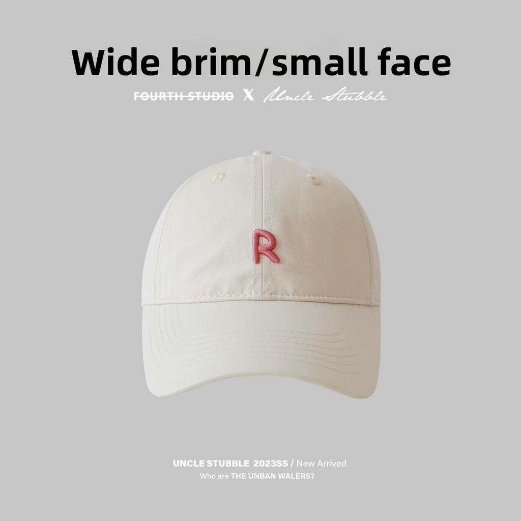 Cotton Baseball Cap With Wide Brim And Embroidered Letters For Summer Sun Protection