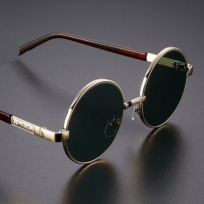 Round Crystal Glass Sunglasses Flat Lens No Degree Retro Sunglasses Round Frame Men's Sunglasses Women's Eye Care KTB