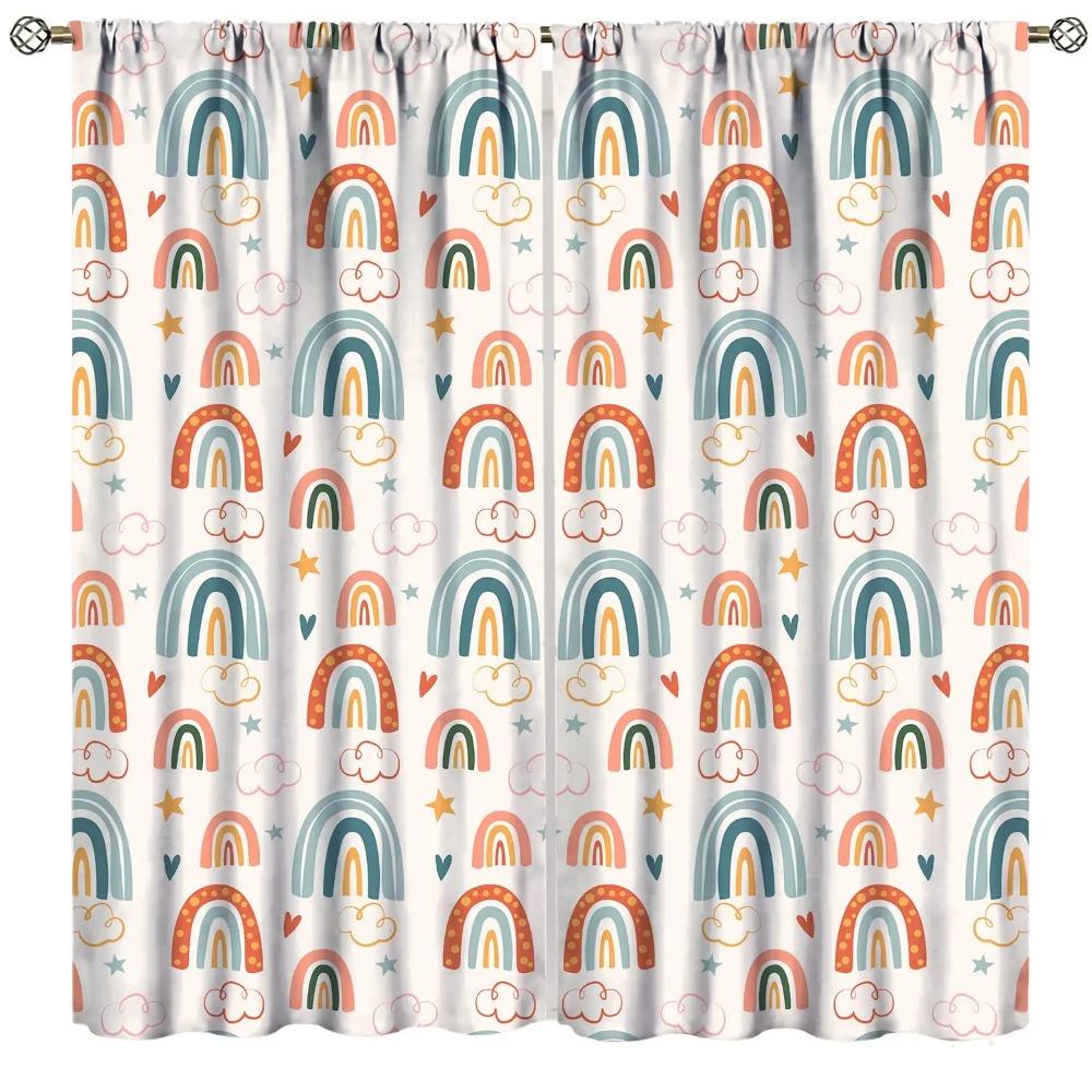 Colorful Rainbow Bedroom Curtains Home Blackout Curtains for Girls Room Decor Window Drapes for Nursery Daughter Room Set of 2