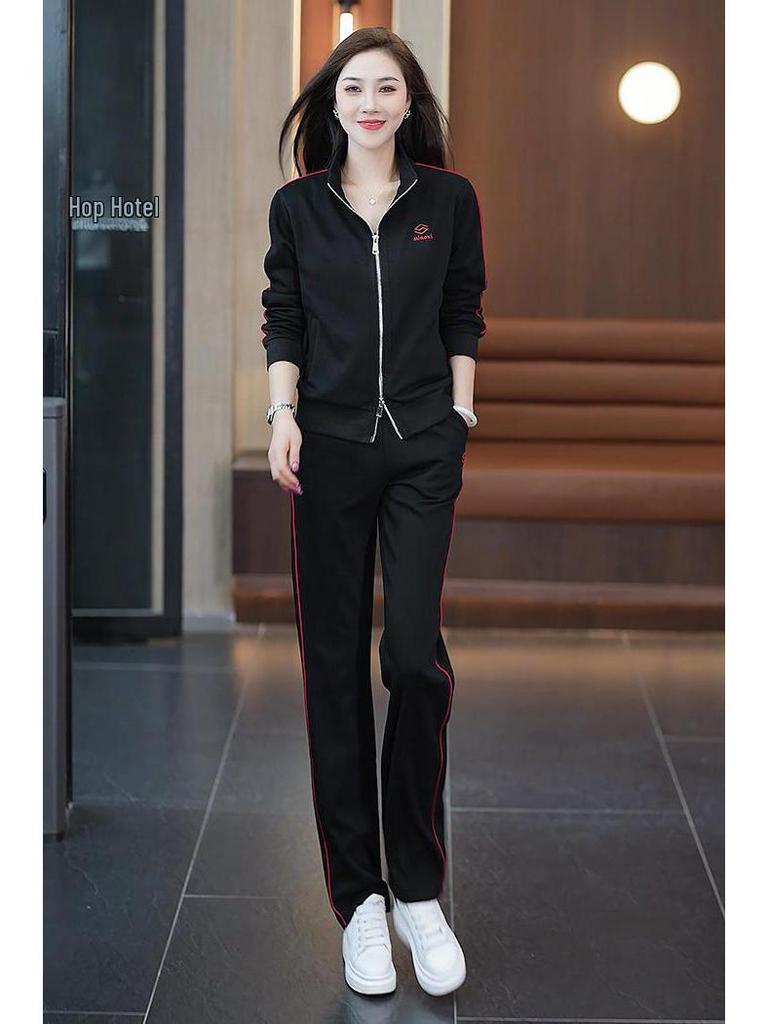 2025 New Korean Style Slimming Two-Piece Casual Sports Suit for Spring and Autumn