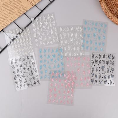 1Pcs 3D Japanese Glitter Butterfly Nail Art Stickers Kawaii Self Adhesive Nail Decorations Slider Decals Diy Accessories