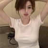 Super hot short top women's summer sexy babes wind backless bottoming shirt solid color versatile short-sleeved t-shirt women
