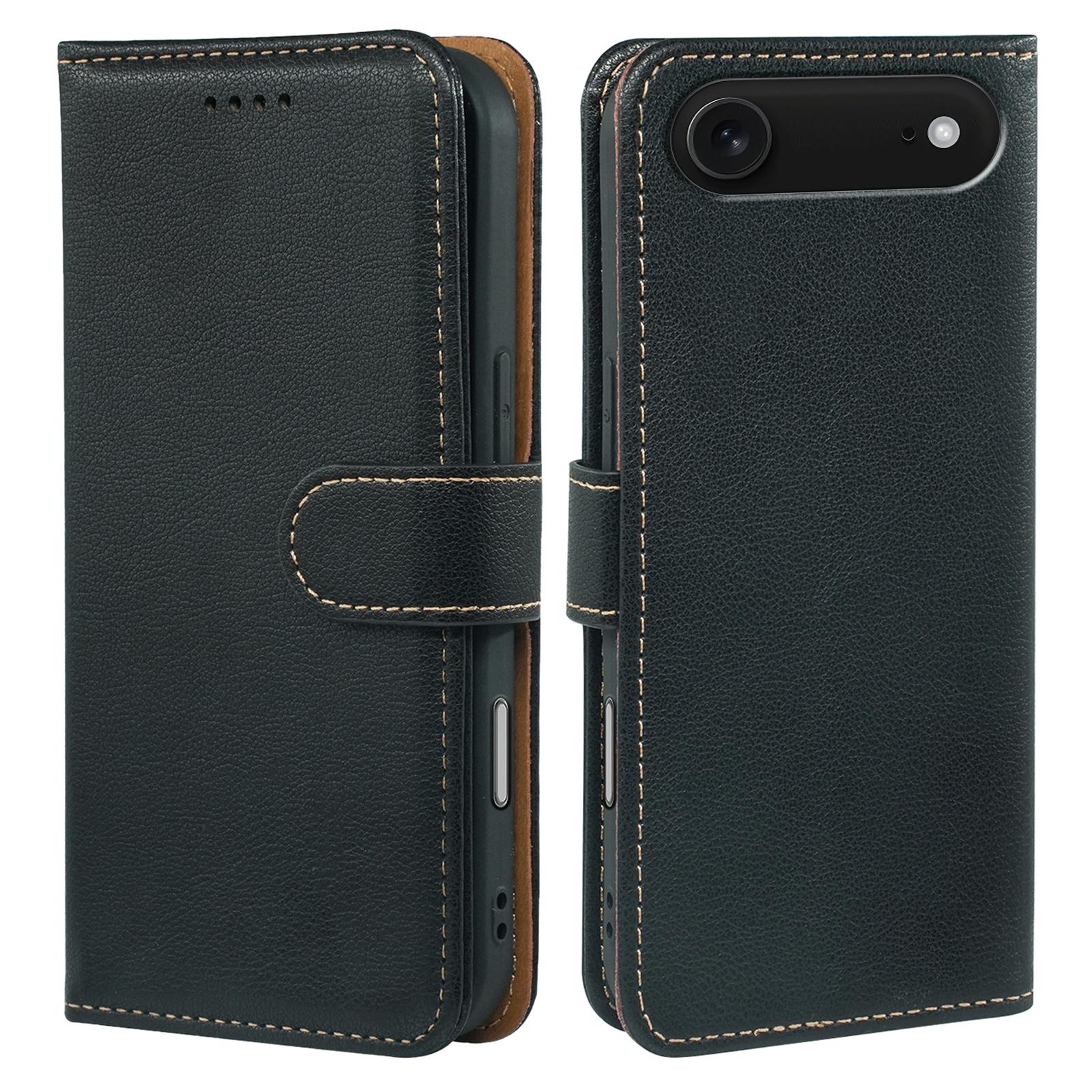 

For iPhone 17 Air Case RFID Blocking Wallet Litchi Texture Leather Phone Cover Magnetic Clasp Black