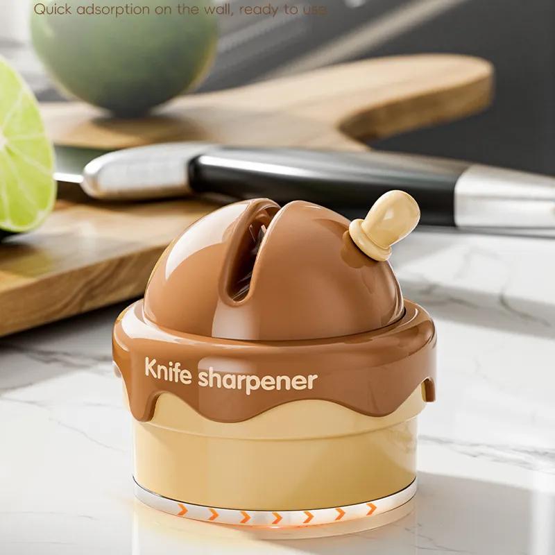 Ice Cream Suction Cup Knife Sharpener Household Kitchen Scissors Tool Divine Tool New Professional Fast Knife Sharpener YLE409