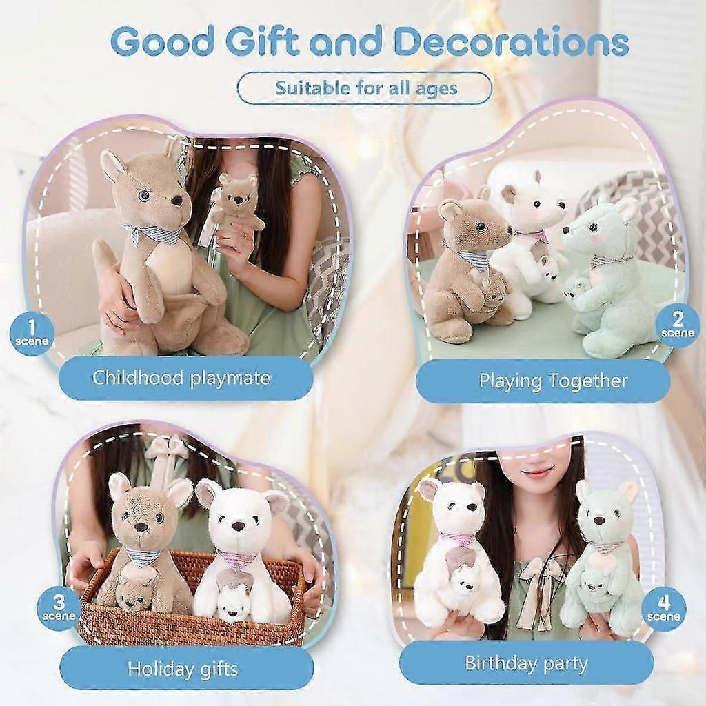 Plush Mum and Baby Kangaroo Stuffed Animal Soft Kangaroo Plush Cute Stuffed Kangaroo Toy Gifts, 10'