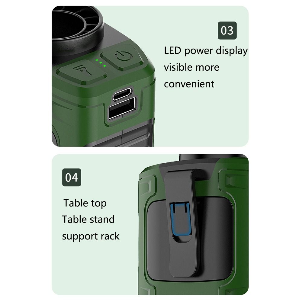 10000mah Belt Clip Fan 3 Speeds Outdoor Fan with Flashlight Safe Portable Waist Fan  Summer