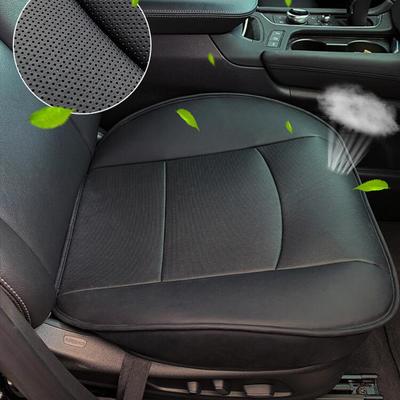 Black PU Leather Car Front Seat Cover Cushion Auto Driver Side Leather Breathable Bottom Seat Cover Protector Mat Universal