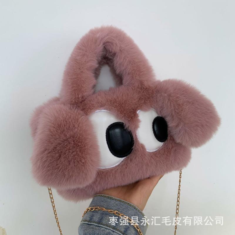 

Милая плюшевая сумка с большими глазами, универсальная сумка-мессенджер, женская сумка, сумочка принцессы, большая вместимость, кукла, трендовая цепочка с замком