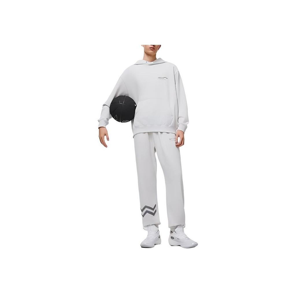 Li-Ning Loose Letter Print Hooded Comfortable Sweatshirt Men sweatshirt Standard-White AWDU013-2