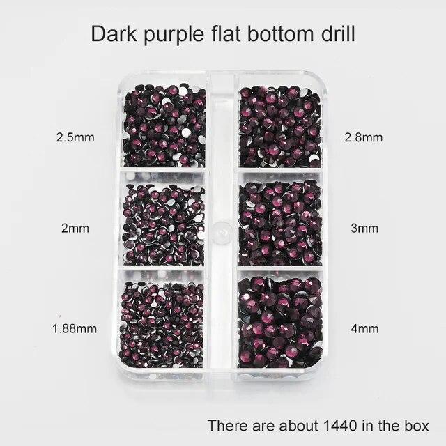 1Box Mix Sizes Ss6-ss20 Glass Non Hot Fix Rhinestone Flat Back Crystal Stone Strass Glitters Nail Diamond For DIY Garment