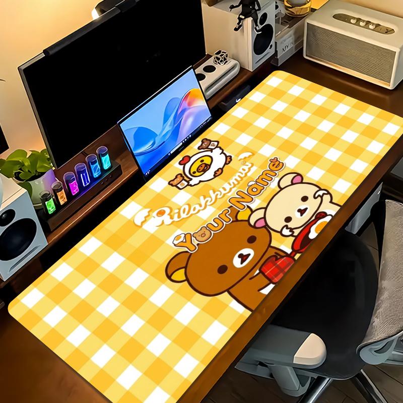 Cute Rilakkuma Breakfast Custom Name Large Size Mouse Pad Gaming Table Cushion Nonslip Laptop Tablet Big XXL Mat Mini PC Playmat With Lock edge