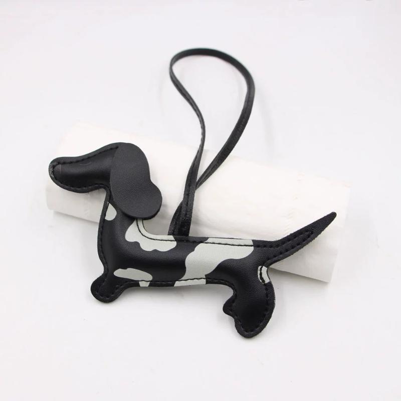 Подвеска Кожаный Брелок для Собаки, Брелок-Подвеска Такса, Милый Брелок-Аксессуар, Подходит для Рюкзака, Сумки-Тоут