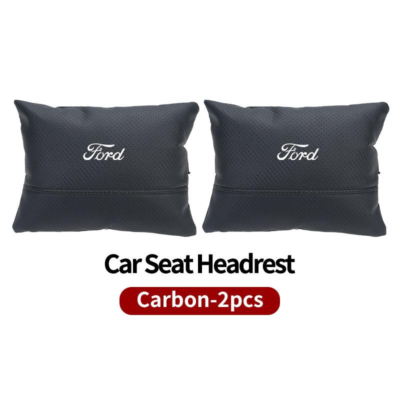 KLKD5 1/2PCS Car Styling Leather Headrest Neck Support Neck Pillow Seat Accessories For Ford Fiesta Ranger Mondeo Escape Ecosport