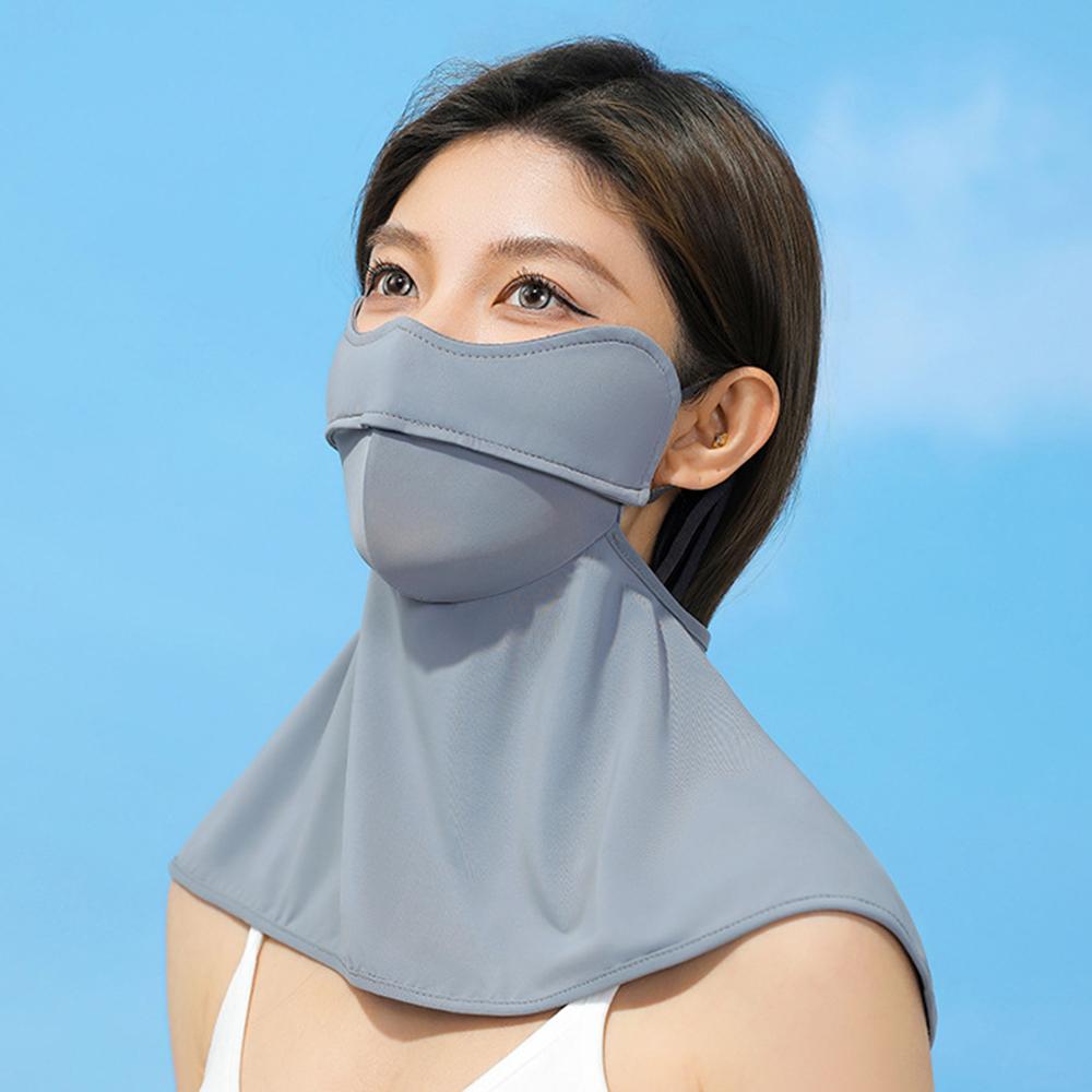 Women Face Neck Integrated Sun Protection Mask UPF50+, Cool Ice Silk Anti Ultraviolet Face Gaiter