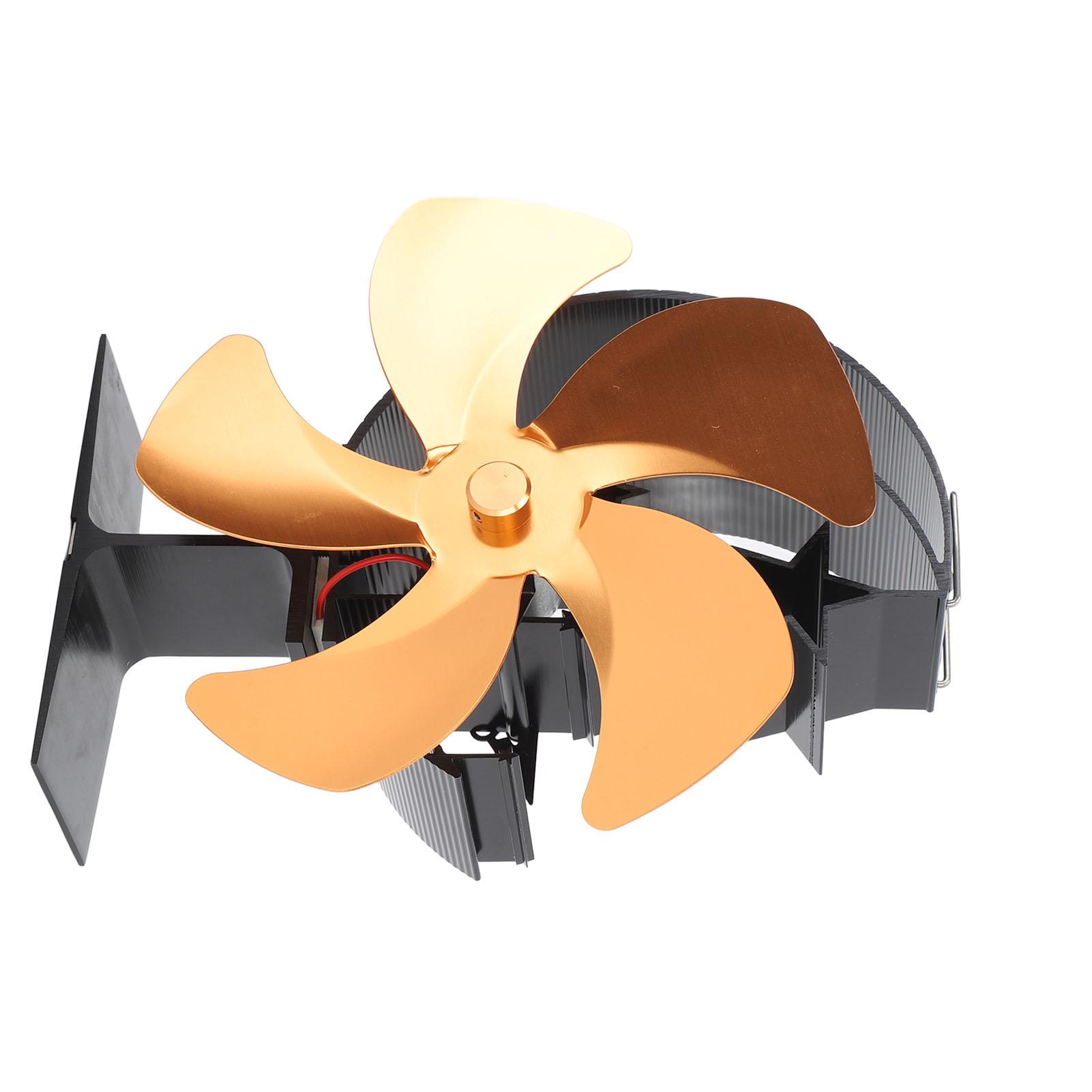 Ventilateur en Bois 5 Pales Silencieux Circulation Chauffage Économie d'Énergie Chaleur Alimentée Ventilateur de Cheminée pour Pêche sur Glace Camping