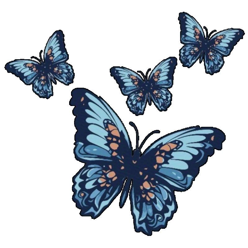 Butterfly Print Loose T Shirt Black Blue Butterfly Pattern Casual Wear for Women Summer Outfits Fashion Top