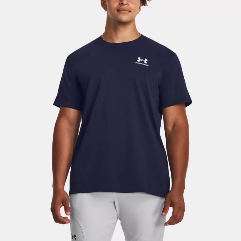 Under Armour Solid Color Training Round Neck Short Sleeve T-Shirt Men Tops Dark-Blue 1373997-410