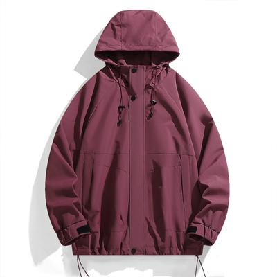 Jacket Men's Spring and Autumn New Hooded Outdoor Sports Hiking Jacket Men's Mountain Style Work Jacket Moisture and Windproof