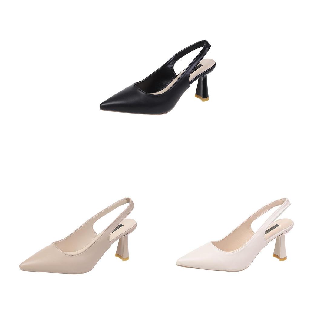 Elegant Pointed Toe High Heels With Clear Back And Mid Heel For Summer Wear