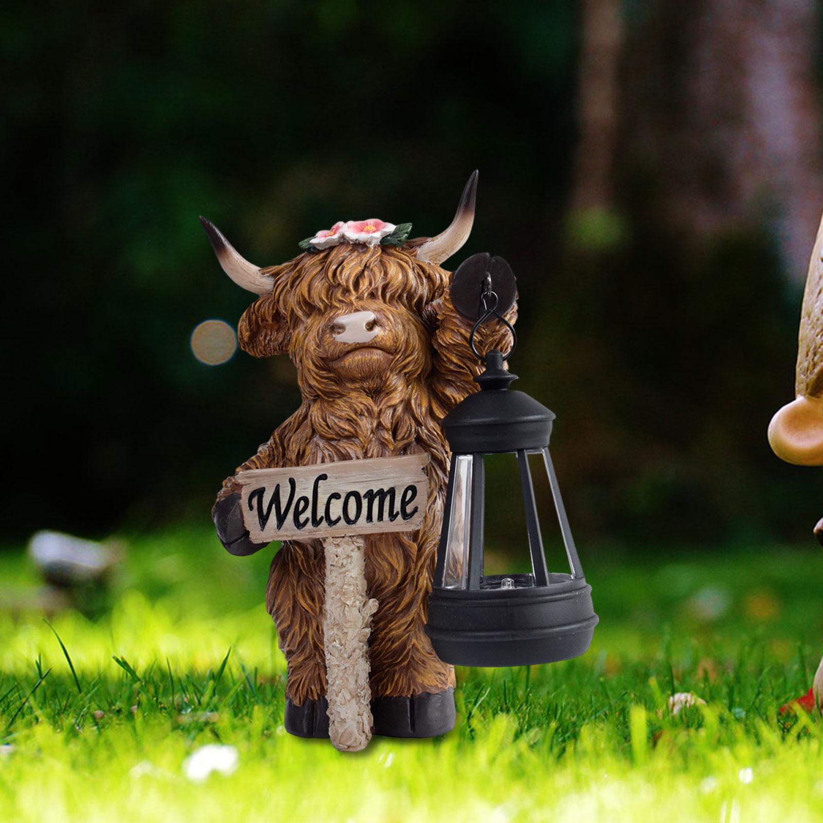 

Статуя горной коровы с солнечными фонарями, полимерная фигурка, уличный садовый декор, ландшафтный светильник для двора, лужайки, патио, подарки
