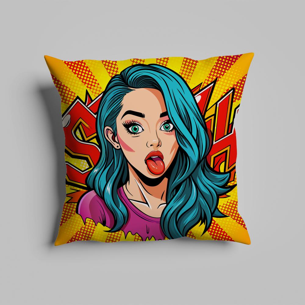 

Pillow Case luxurious home office, sofa decorative Multi sized car seat cushions, pillowcases POP Comic Portrait 12x12Inch
