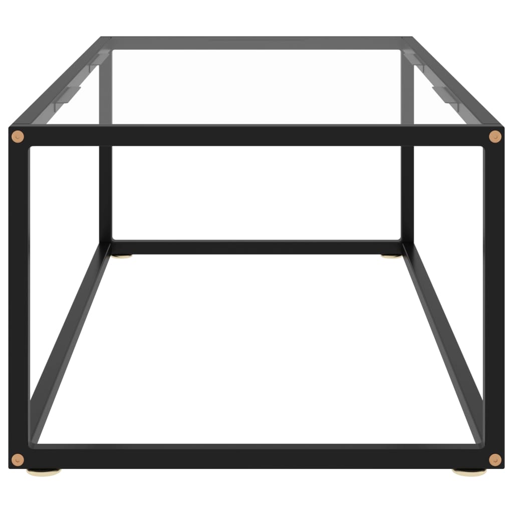 Black Coffee Table with Tempered Glass 100 X 50 X 35 Cm