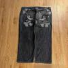 Pantalones vaqueros de pierna ancha estilo gótico estilo retro americano de estilo Y2K con letras bordadas y parches personalizados