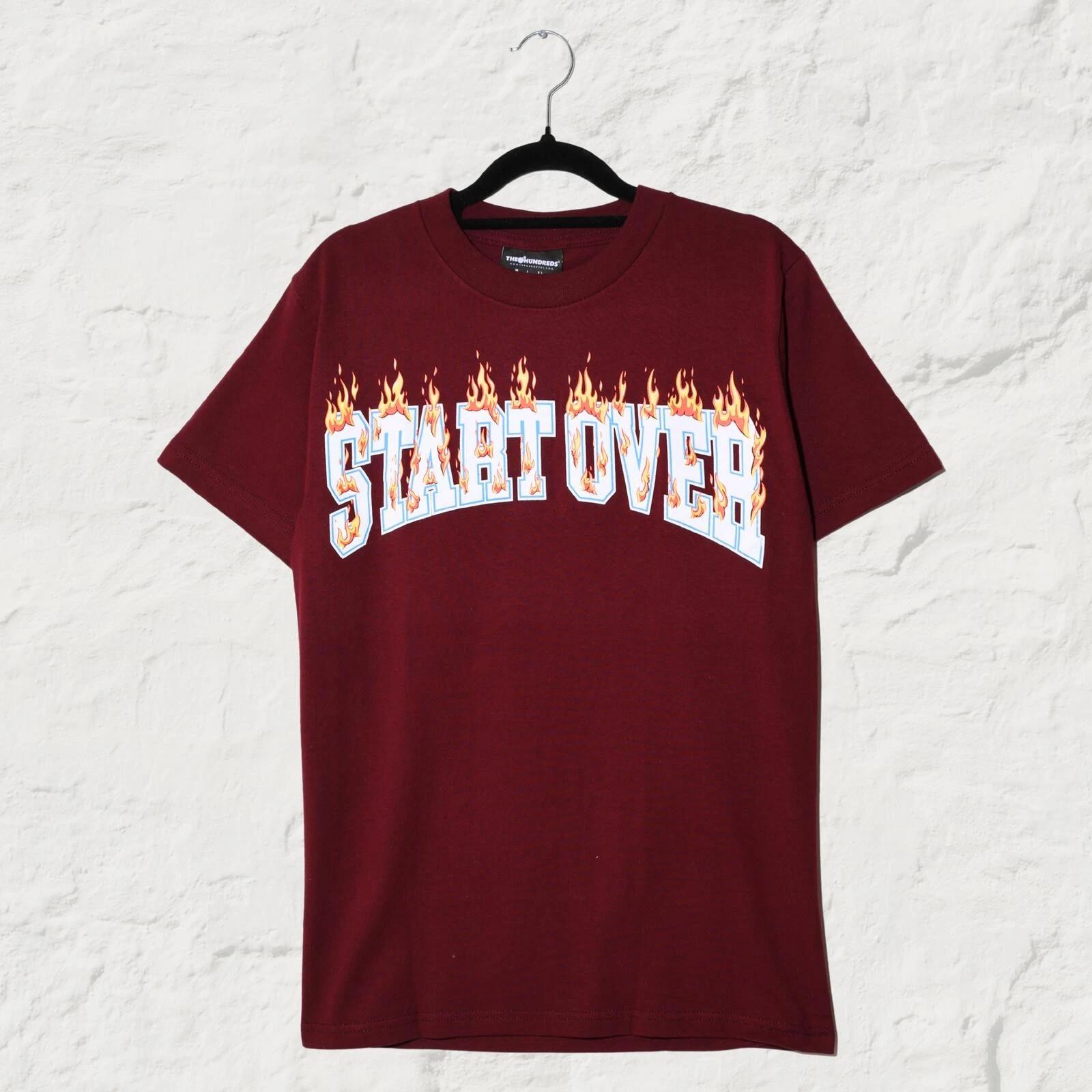 The Hundreds Start Over Flame Logo Tee Burgundy Skate T-Shirt S S
