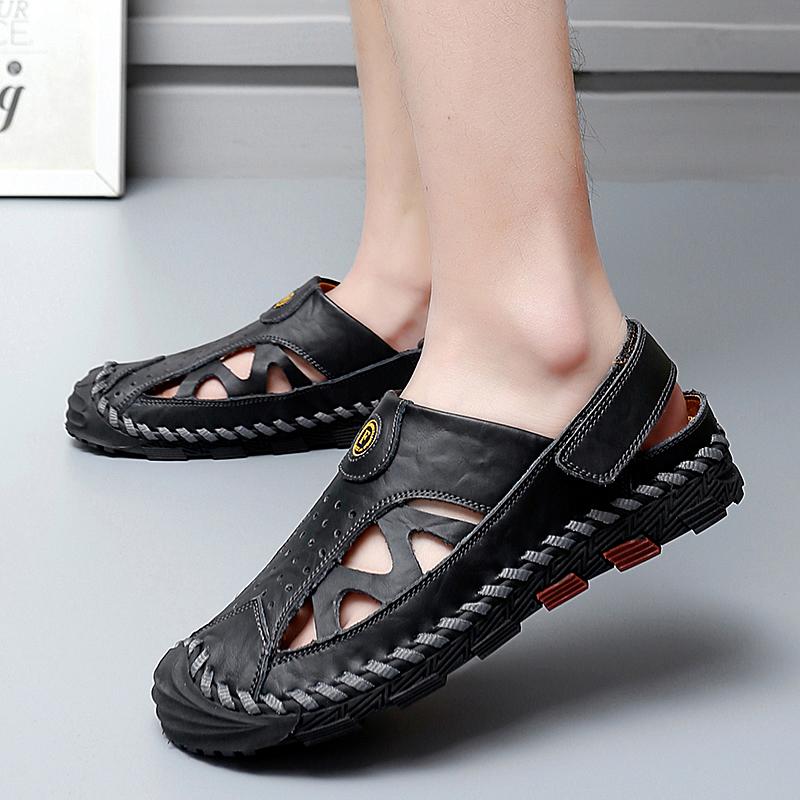 Übergröße Leder Herrensandalen Herren Hausschuhe Hohe Qualität Lässig Herrenschuhe Sommer Outdoor Strand Herrensandalen Modische Sneaker