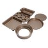 6-teiliges Backform-Set mit losem Boden, Antihaftbeschichtung, Kohlenstoffstahl, Kuchen-, Pizza-, Brotbackform für die Heimküche, Gold